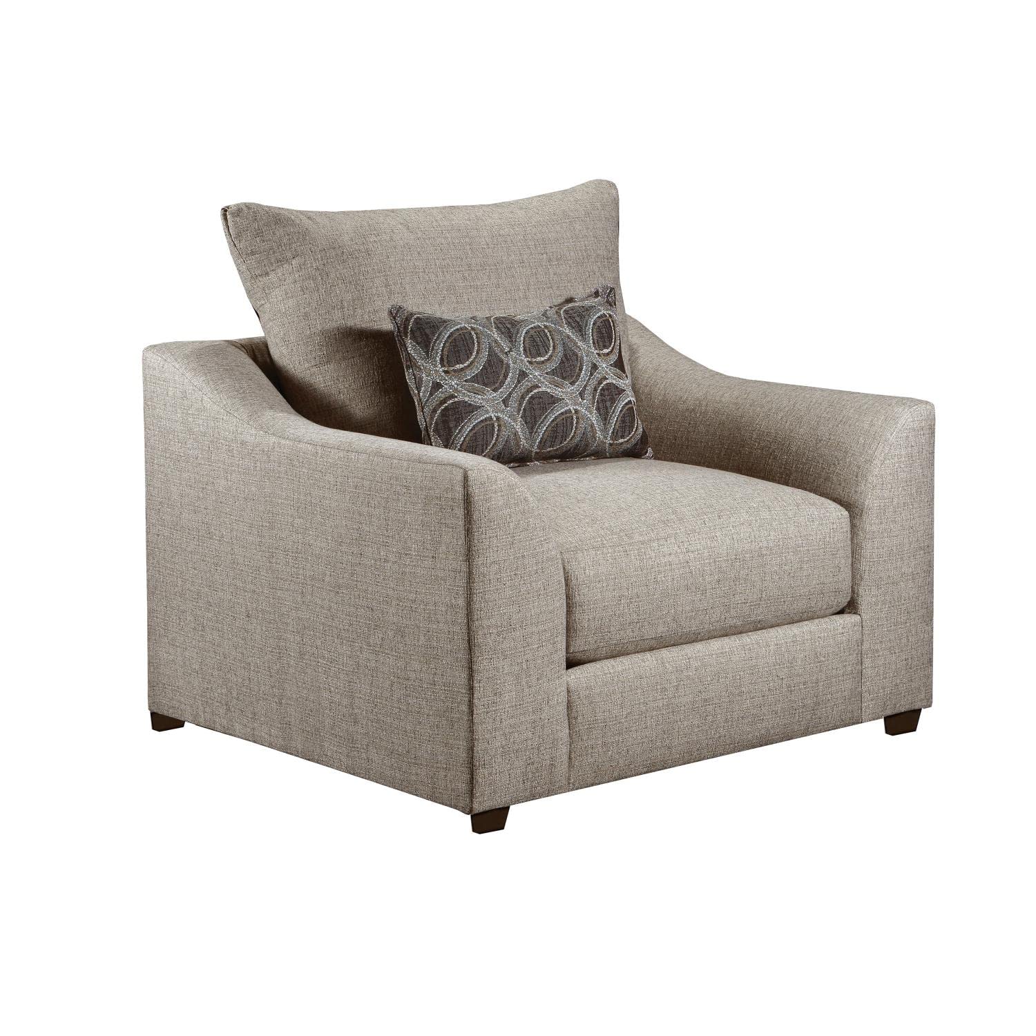 Acme Petillia Pillow Back Sloped Arms Chair in Sandstone Fabric